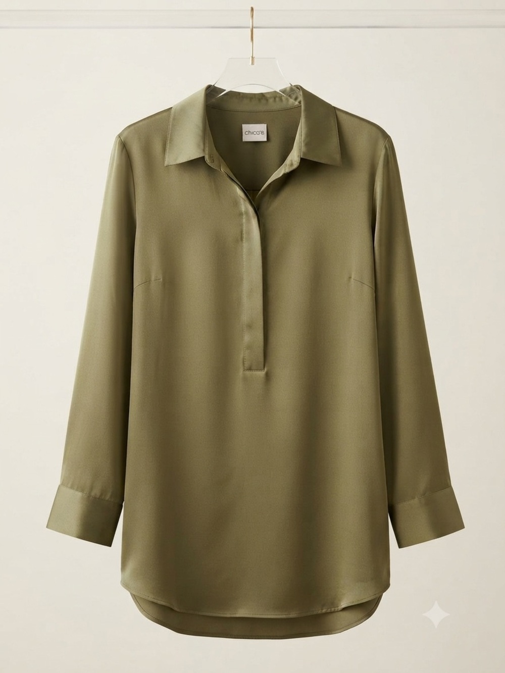 Chico's Olive Tunic Blouse in Soft Green